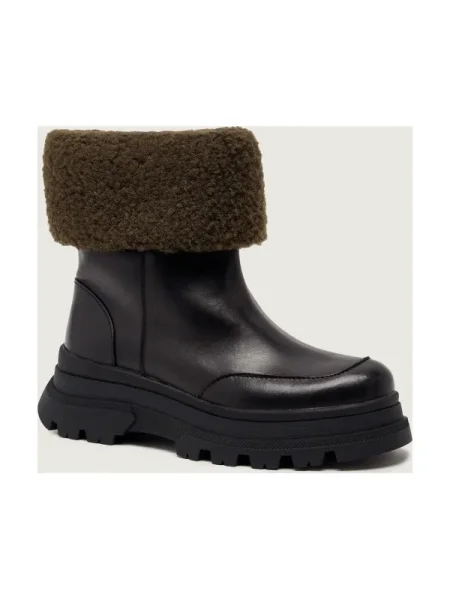 BOSS BLACK De piele botine Foster | regular waist negru