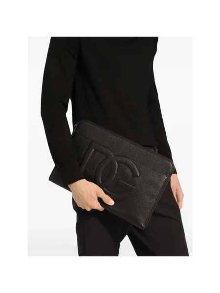 Torba crossbody Dolce And Gabbana skórzana z logo czarna