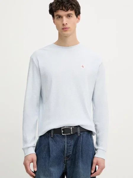 Calvin Klein Jeans tričko s dlouhým rukávem s bavlnou modré