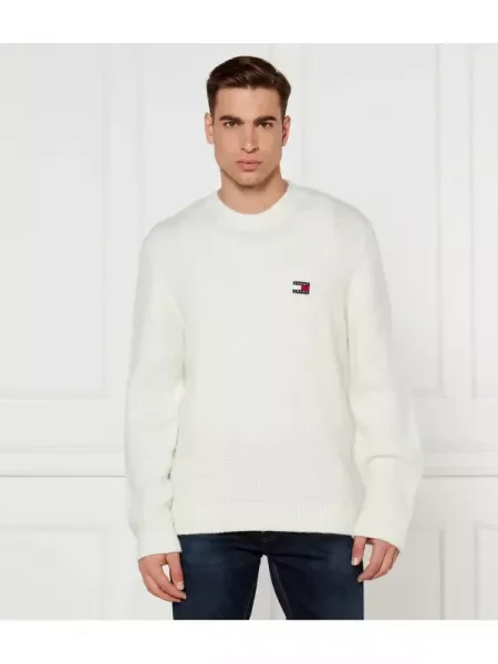 Tommy Jeans Pulover cu adaos de lână alb