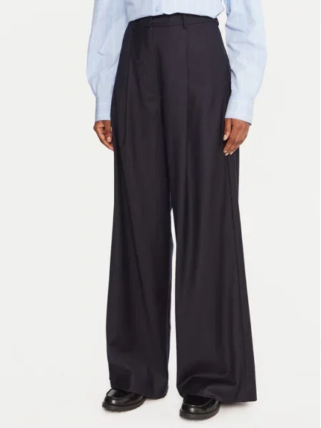 Weekend Max Mara Hlače iz tkanine Globale Mornarsko Wide Leg modra
