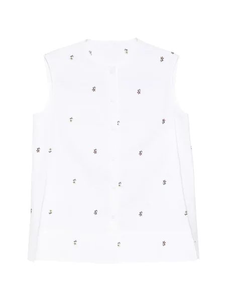 Vestă Less cu broderie cu model floral alb