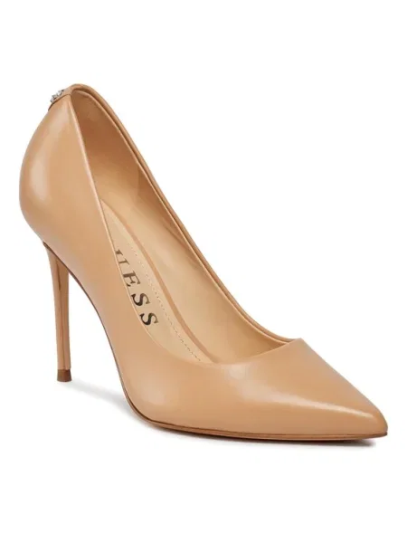 Кожени обувки с тънък Guess бежово