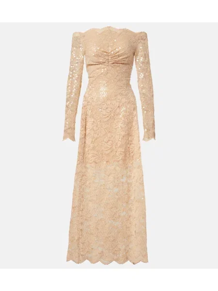 Rochie maxi Rabanne din dantelă de costum bej