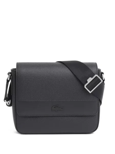 Geantă crossbody Lacoste cu autograf negru