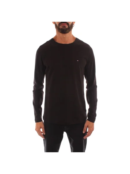 Hosszú ujjú stretch hosszú hosszú ujjú póló Tommy Hilfiger fekete