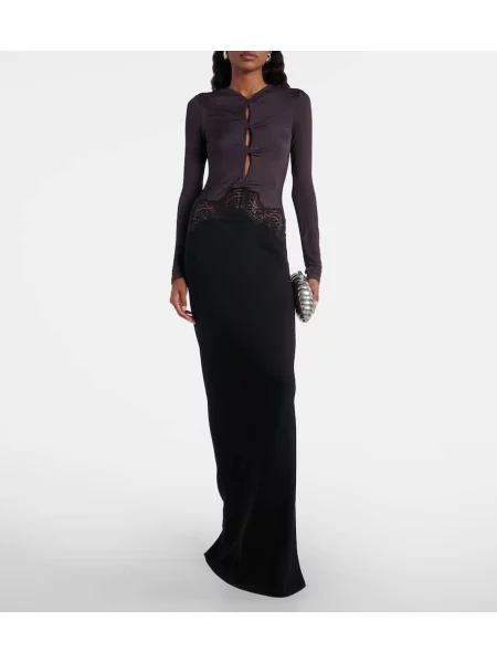 Rochie maxi Christopher Esber din dantelă de costum negru