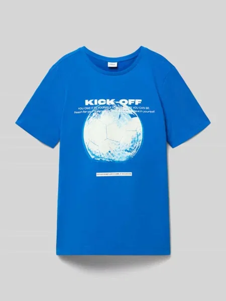 Męski t-shirt o kroju regular fit z czystej bawełny S.oliver Red Label niebieska