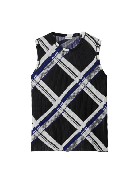 Dzianinowy top Burberry bez rękawów w kratę