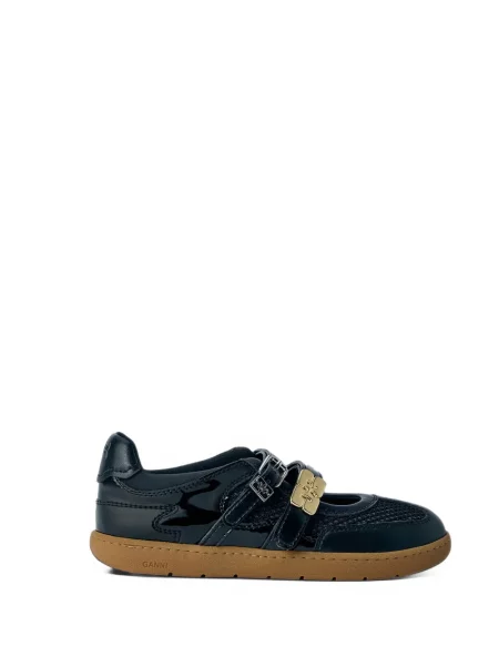 Sneakerși Ganni cu cataramă negru