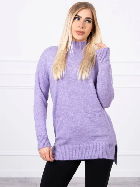 Pulover Kesi cu guler de stand-up violet