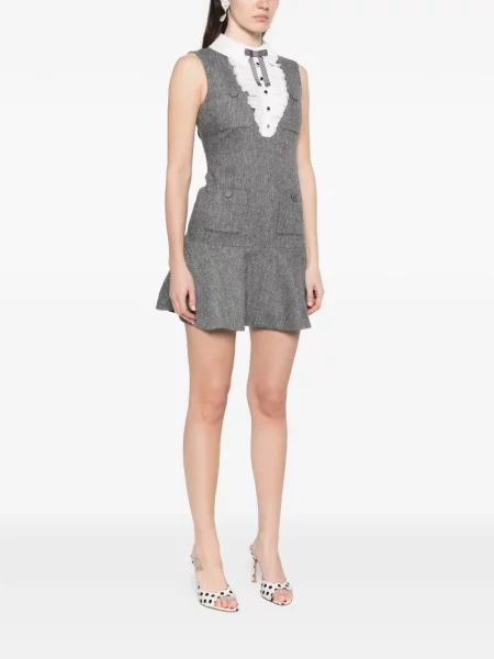 Rochie mini Self-portrait cu volane de costum mini gri