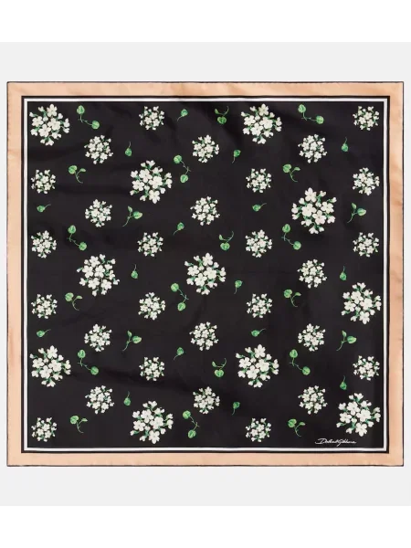 Fular Dolce&gabbana de mătase cu model floral negru