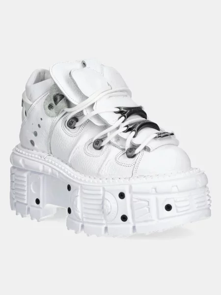 New Rock sneakers din piele NAPA BLANCA + IMPERFECT TANK BLANCO TORNILLOS alb