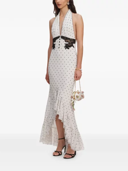 Rochie Self-portrait cu buline din dantelă alb