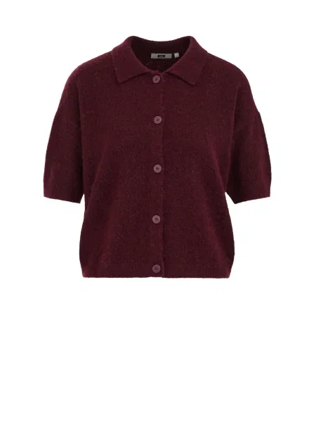 WE Fashion Pletena jopa vinsko rdeča