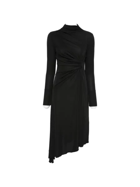Rochie midi Ermanno Firenze asimetrică drapată negru