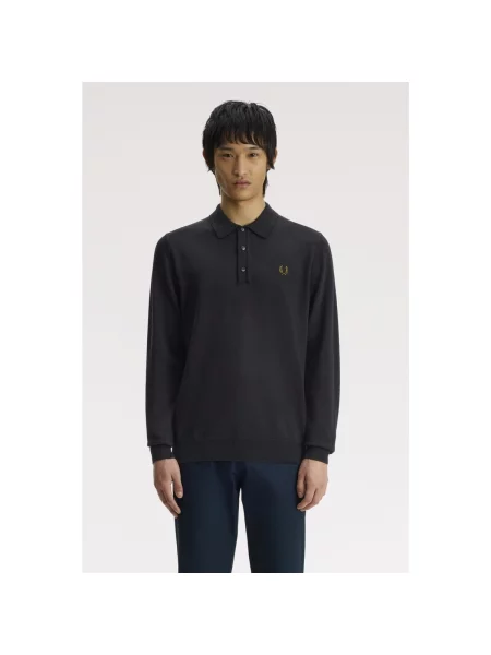Cămașă Fred Perry tricotate clasică negru