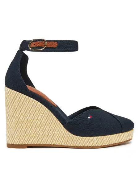 Tommy Hilfiger Półbuty Flag High Wedge Espad Closed Toe granatowy