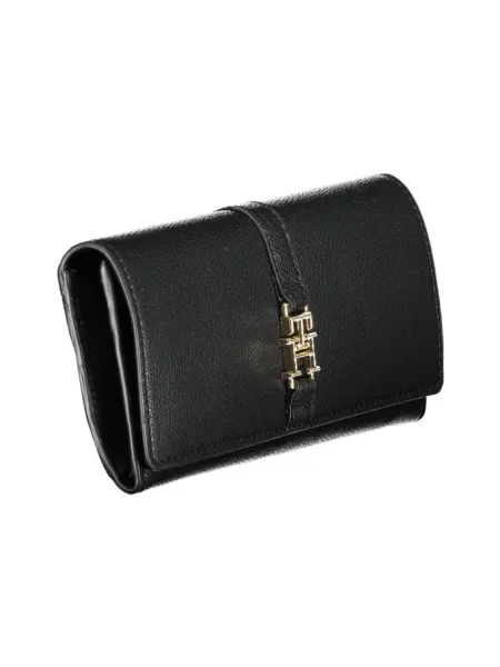 Lniany portfel Tommy Hilfiger elegancki czarny
