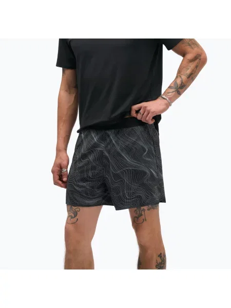 Pantaloni scurți de alergare pentru bărbați HOKA Glide Short 5" Brief CLF PRT black/white alb