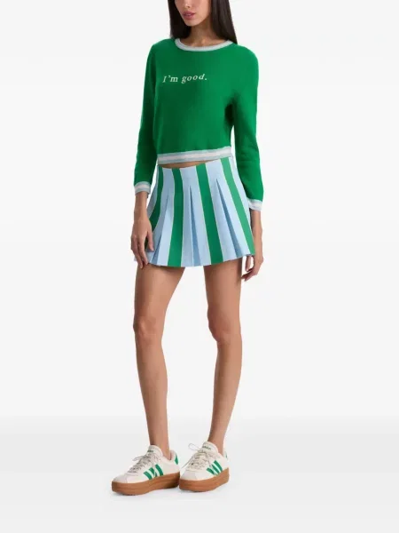 Ριγέ πλισέ μίνι φούστα πλισέ Alice + Olivia πράσινο