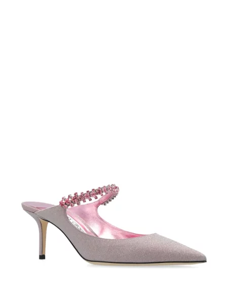 Papuci tip mules Jimmy Choo de cristal roz