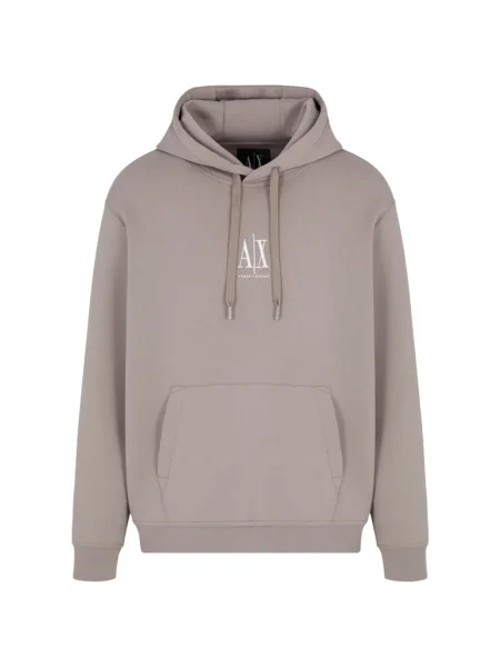 Hanorac cu glugă Armani Exchange cu autograf maro