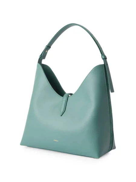 Geantă Furla din piele de căprioară verde