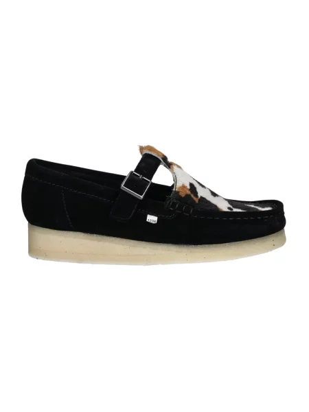 Clarks Originals mokasyny zamszowe Wallabee T Bar na płaskim czarny
