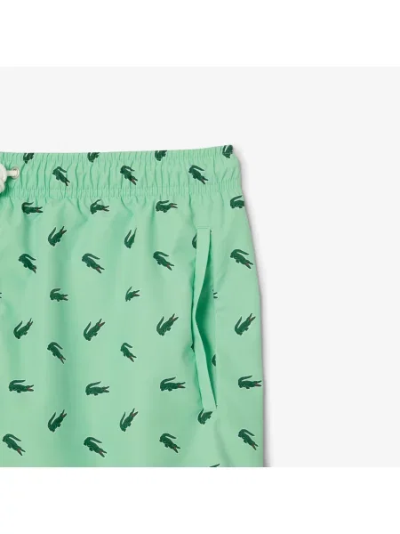 Lacoste Kąpielówki Z Nadrukiem Krokodyla zielony