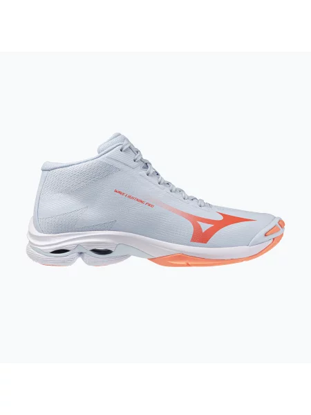 Încălțăminte de volei pentru femei Mizuno Wave Lightning Pro Mid blue finch/lava orange/flamingo coral albastru