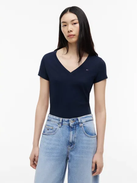 Tommy Jeans Tricou bleumarin / negru alb