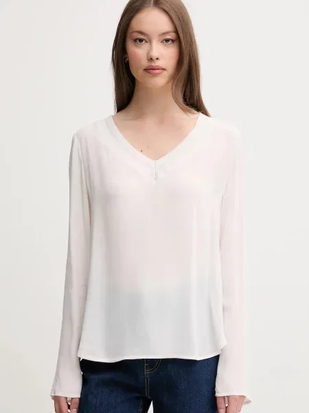 Блуза Sisley дамска с изчистен дизайн бежово