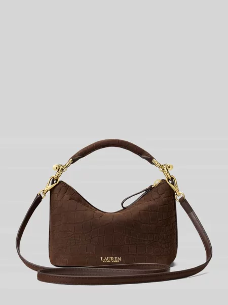 Torba na ramię z naturalnej skóry bydlęcej model BLKE MINI' Lauren Ralph Lauren brązowa