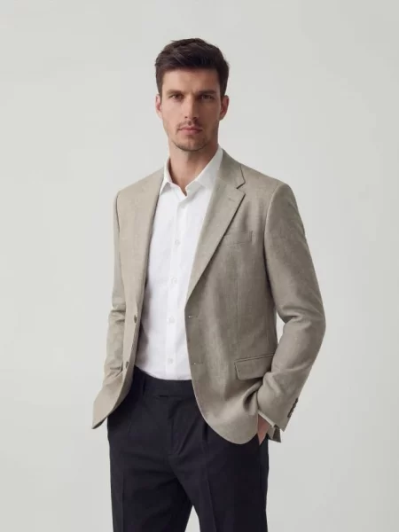 Reserved Sacou slim fit cu amestec de vâscoză gri-neutru gri
