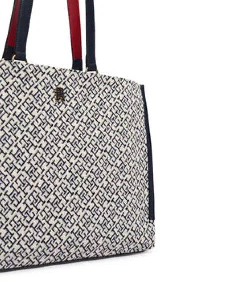 Torbica Tommy Hilfiger Th Jacquard Tote plava