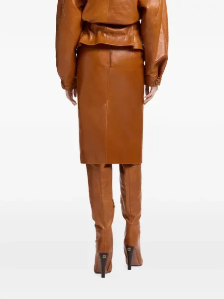 Fustă din piele Elie Saab maro