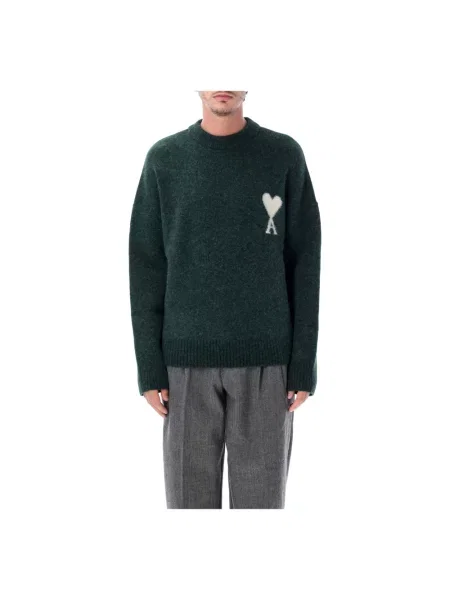 Sweter Ami Paris wełniany zielony