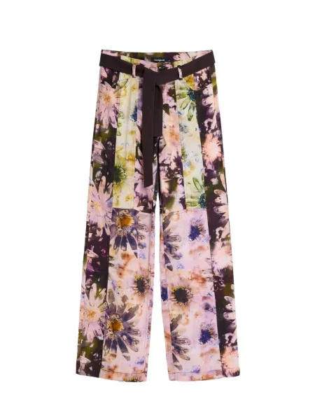 Desigual Pantaloni verde iarbă / rosé negru
