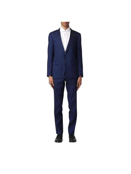 Lniany garnitur z lnu Hugo Boss niebieski