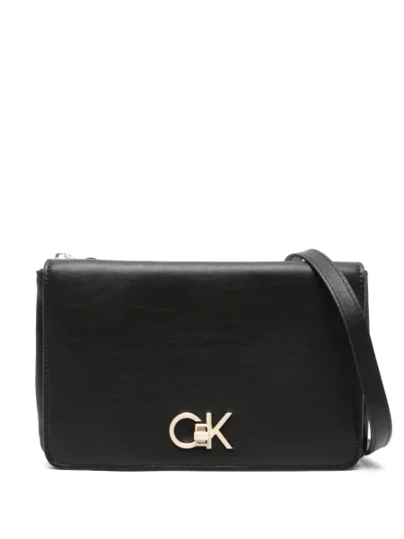 Geanta crossbody Calvin Klein din piele cu autograf negru