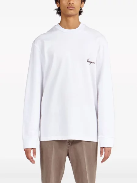 Lung tricou Ferragamo cu imagine alb