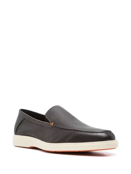 Pantofi loafer Santoni din piele maro