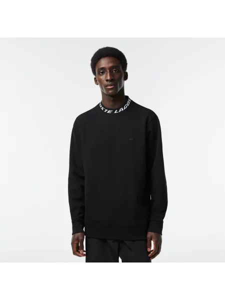 Lacoste Bluza Z Okrągłym Dekoltem Z Nadrukiem Classic Fit czarna