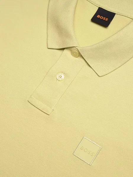 Tricou polo Boss stretch cu autograf galben
