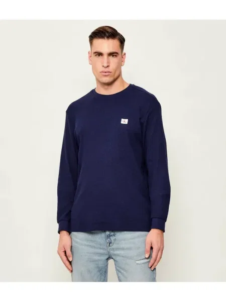 Hosszú ujjú hosszú hosszú ujjú póló Calvin Klein Jeans kék