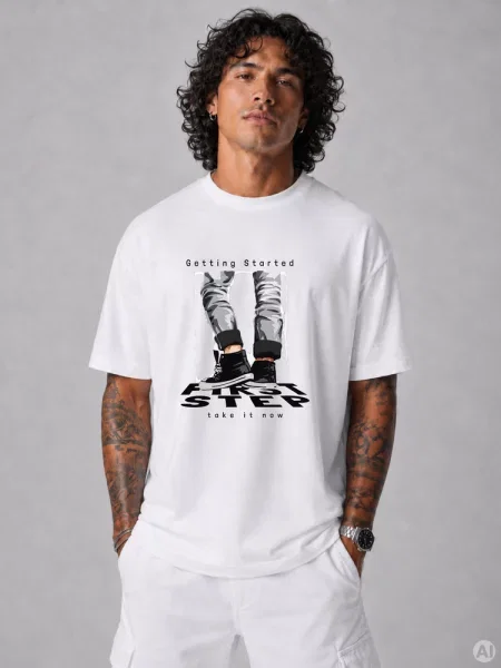 T-shirt z nadrukiem oversize Dstreet biały