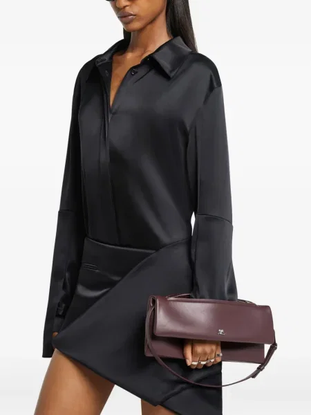 Cămașă Courreges cu broderie din satin negru