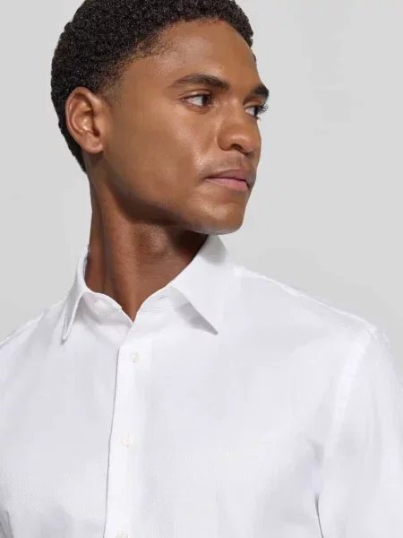 Koszula biznesowa o kroju slim fit z czystej bawełny Jake*s biała